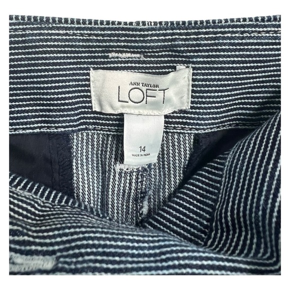 LOFT Navy Railroad Stripe Double Button Front Grosgrain Ribbon Belt NEW - Picture 8 of 15